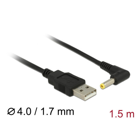 Delock Stromkabel USB - DC 4,0 x 1,7 mm Stecker 90° 1,5 m