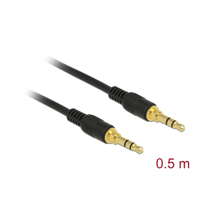 Delock Klinkenkabel 3,5 mm 3 Pin Stecker - Stecker 0,5 m schwarz
