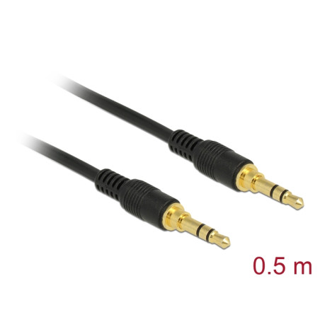 Delock Klinkenkabel 3,5 mm 3 Pin Stecker - Stecker 0,5 m schwarz