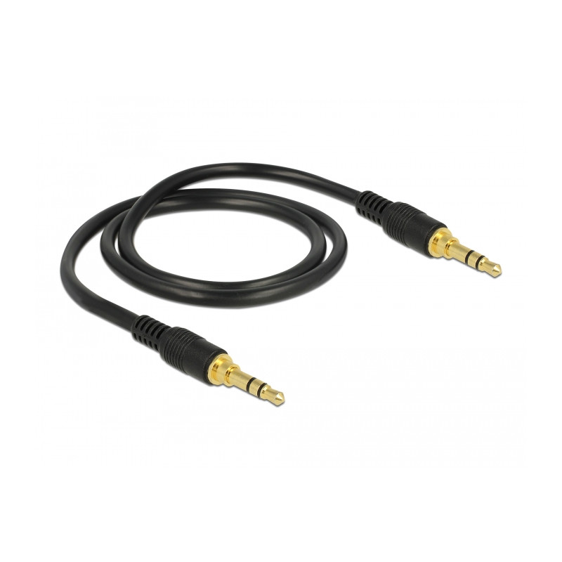 Delock Klinkenkabel 3,5 mm 3 Pin Stecker - Stecker 0,5 m schwarz