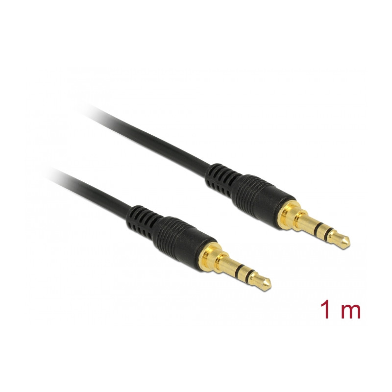 Delock Klinkenkabel 3,5 mm 3 Pin Stecker - Stecker 1 m schwarz