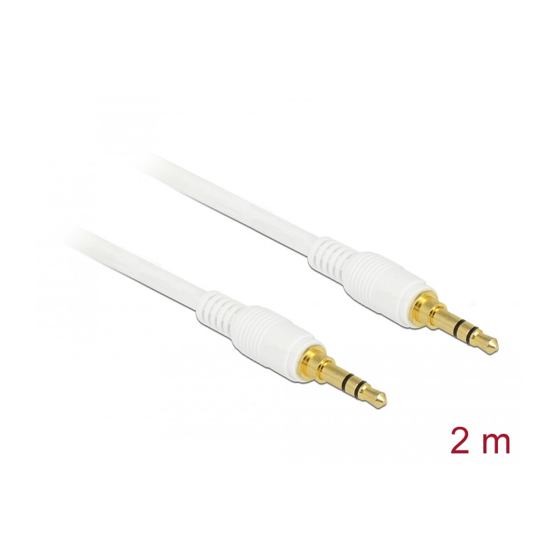Delock Klinkenkabel 3,5 mm 3 Pin Stecker - Stecker 2 m weiß
