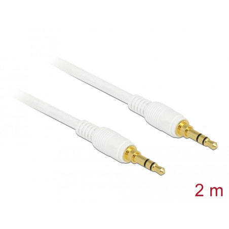 Delock Klinkenkabel 3,5 mm 3 Pin Stecker - Stecker 2 m weiß
