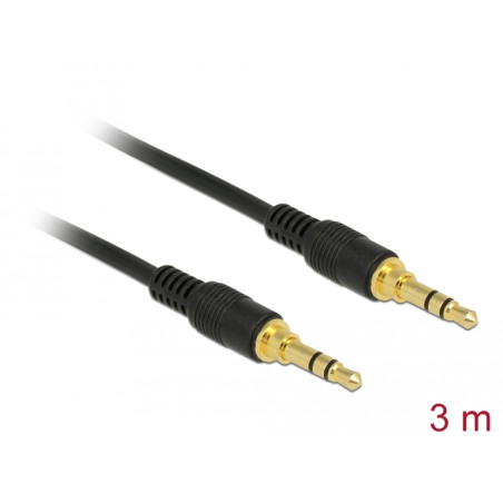 Delock Klinkenkabel 3,5 mm 3 Pin Stecker - Stecker 3 m schwarz