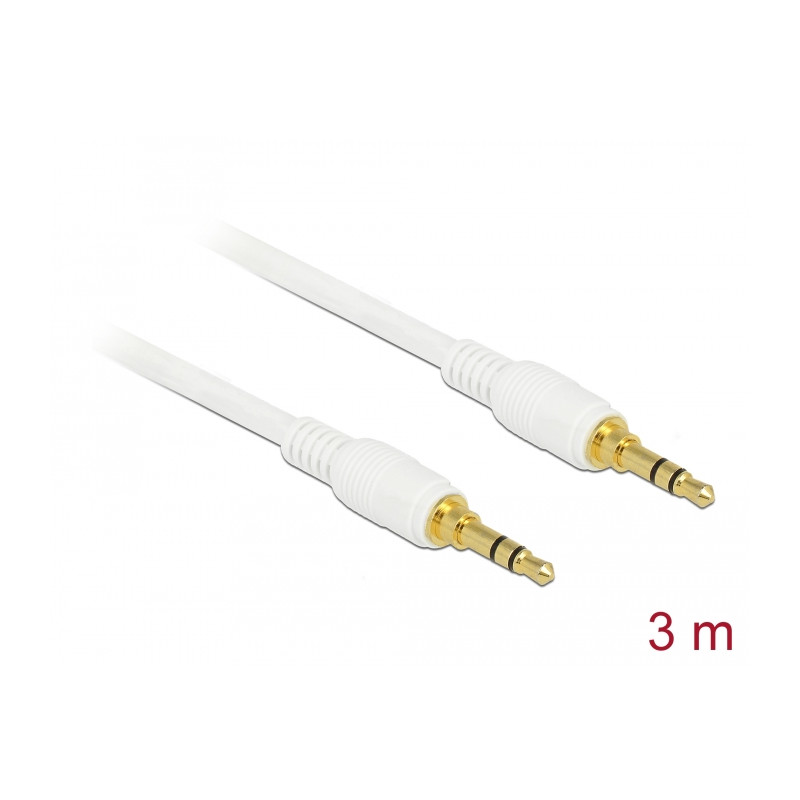 Delock Klinkenkabel 3,5 mm 3 Pin Stecker - Stecker 3 m weiß