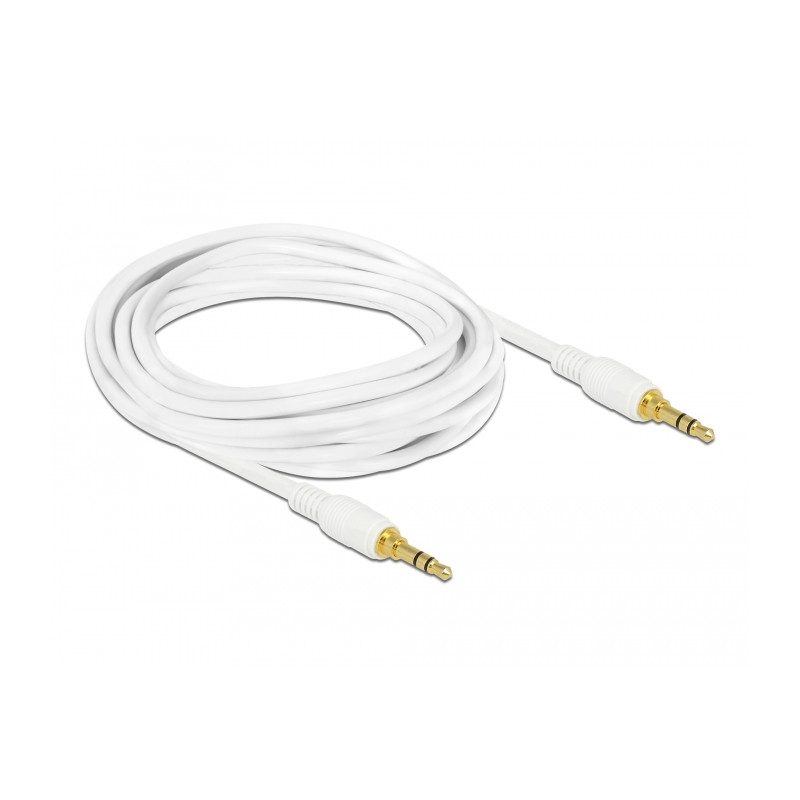 Delock Klinkenkabel 3,5 mm 3 Pin Stecker - Stecker 3 m weiß