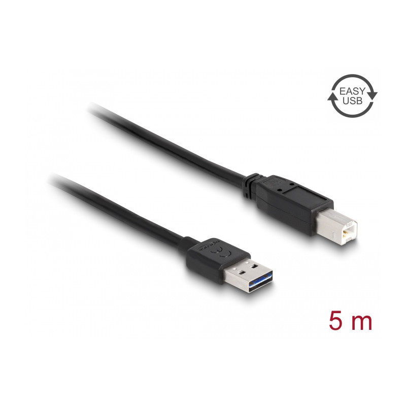 Delock Kabel EASY-USB 2.0 Typ-A Stecker - USB 2.0 Typ-B Stecker 5 m schwarz