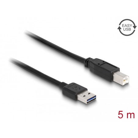 Delock Kabel EASY-USB 2.0 Typ-A Stecker - USB 2.0 Typ-B Stecker 5 m schwarz