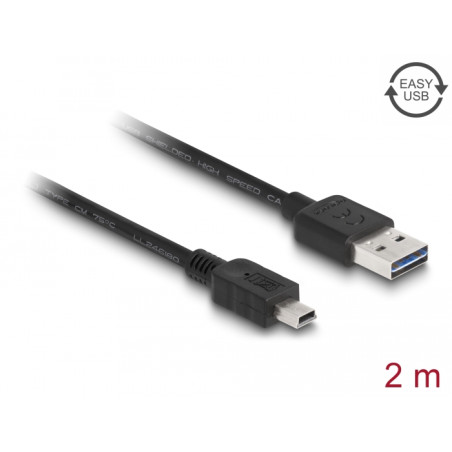 Delock Kabel EASY-USB 2.0 Typ-A Stecker - USB 2.0 Typ Mini-B Stecker 2 m schwarz