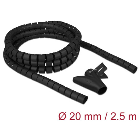 Delock Spiralschlauch mit Einziehwerkzeug 2,5 m x 20 mm schwarz