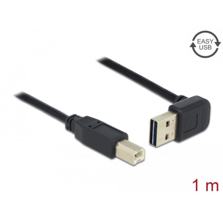 Delock Kabel EASY-USB 2.0 Typ-A Stecker gewinkelt oben / unten - USB 2.0 Typ-B Stecker 1 m