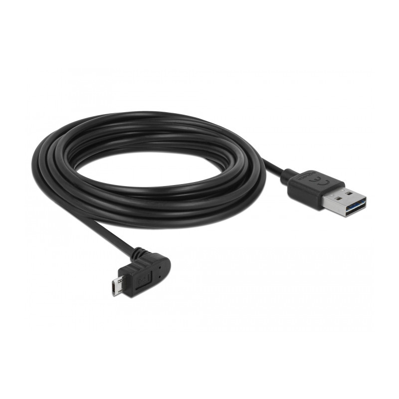 Delock Kabel EASY-USB 2.0 Typ-A Stecker - EASY-USB 2.0 Typ Micro-B Stecker gewinkelt oben / unten 5 m schwarz