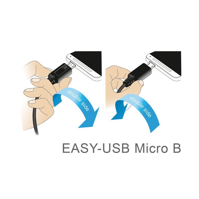 Delock Kabel EASY-USB 2.0 Typ-A Stecker - EASY-USB 2.0 Typ Micro-B Stecker gewinkelt links / rechts 5 m schwarz