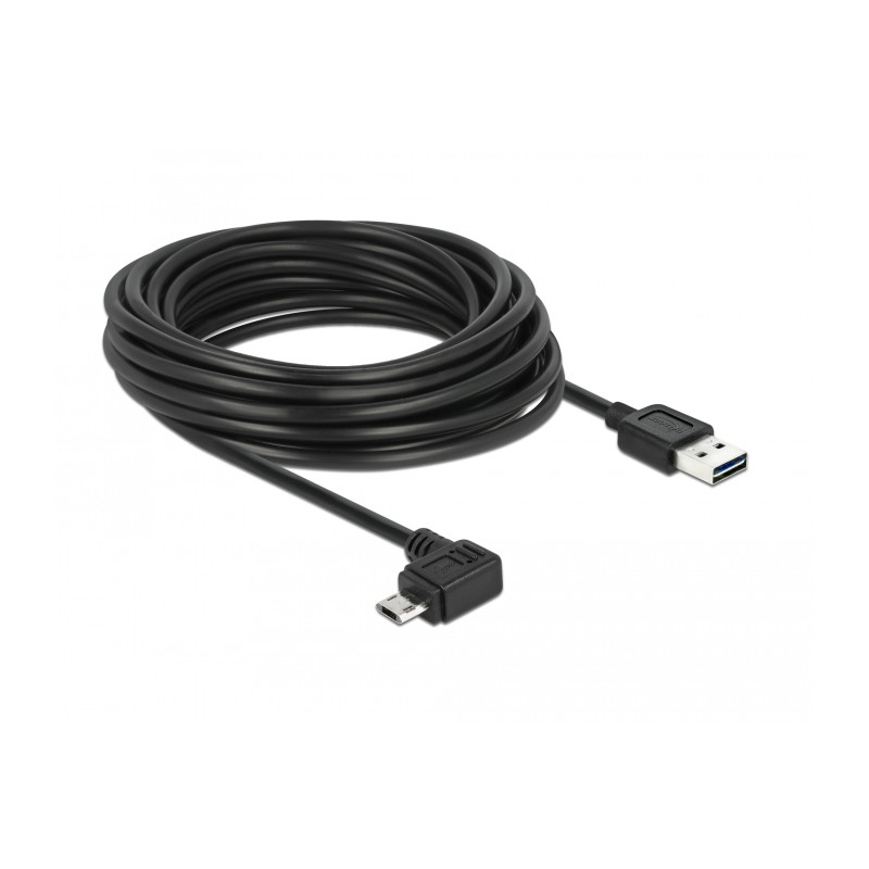 Delock Kabel EASY-USB 2.0 Typ-A Stecker - EASY-USB 2.0 Typ Micro-B Stecker gewinkelt links / rechts 5 m schwarz