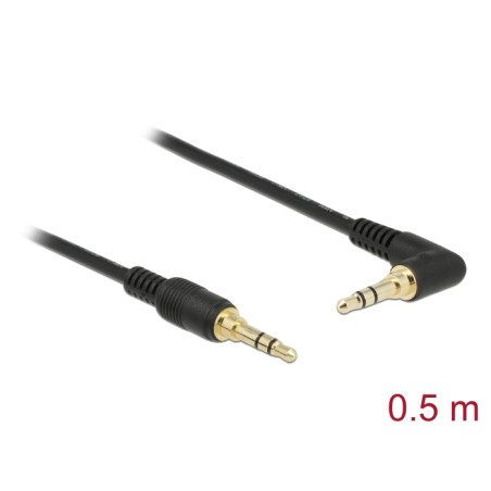 Delock Klinkenkabel 3,5 mm 3 Pin Stecker - Stecker gewinkelt 0,5 m schwarz