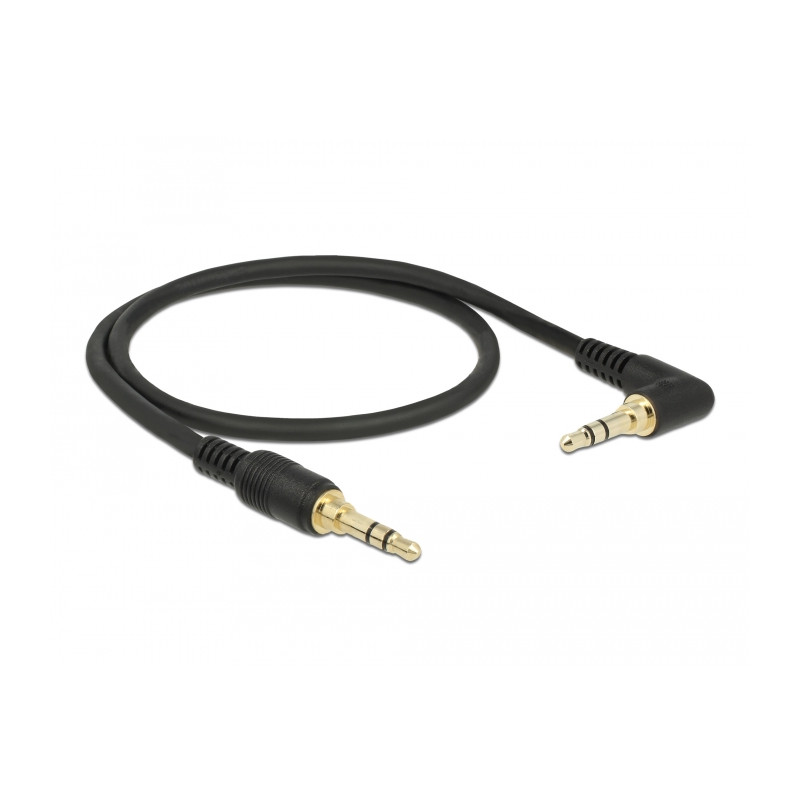 Delock Klinkenkabel 3,5 mm 3 Pin Stecker - Stecker gewinkelt 0,5 m schwarz