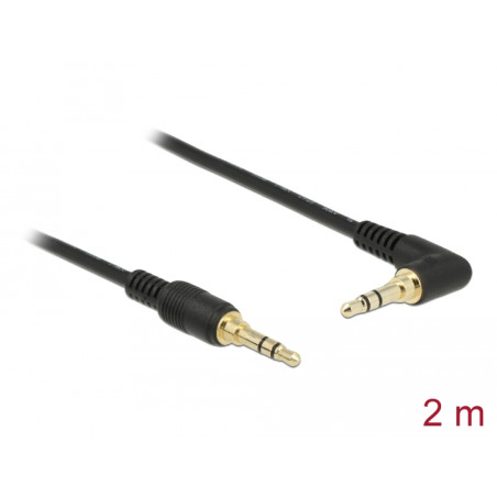 Delock Klinkenkabel 3,5 mm 3 Pin Stecker - Stecker gewinkelt 2 m schwarz