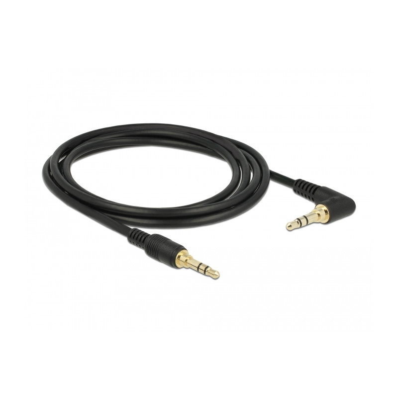 Delock Klinkenkabel 3,5 mm 3 Pin Stecker - Stecker gewinkelt 2 m schwarz