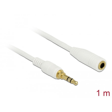 Delock Klinkenverlängerungskabel 3,5 mm 3 Pin Stecker zu Buchse 1 m weiß