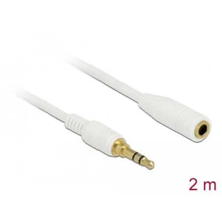 Delock Klinkenverlängerungskabel 3,5 mm 3 Pin Stecker zu Buchse 2 m weiß