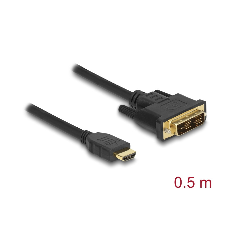 Delock HDMI zu DVI 18+1 Kabel bidirektional 0,5 m