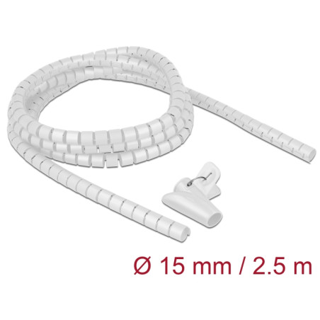 Delock Spiralschlauch mit Einziehwerkzeug 2,5 m x 15 mm weiß