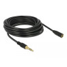 Delock Klinkenverlängerungskabel 3,5 mm 3 Pin Stecker zu Buchse 5 m schwarz