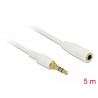 Delock Klinkenverlängerungskabel 3,5 mm 3 Pin Stecker zu Buchse 5 m weiß