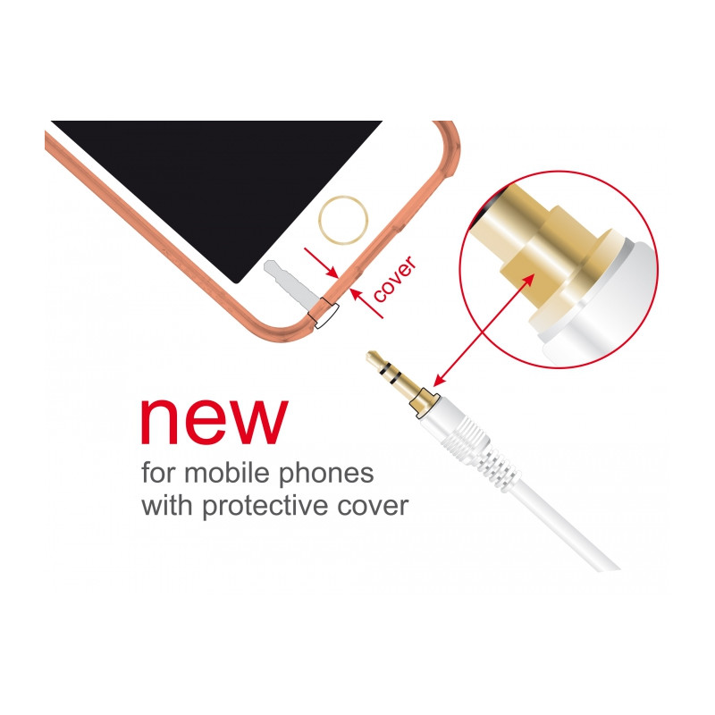 Delock Klinkenverlängerungskabel 3,5 mm 3 Pin Stecker zu Buchse 5 m weiß