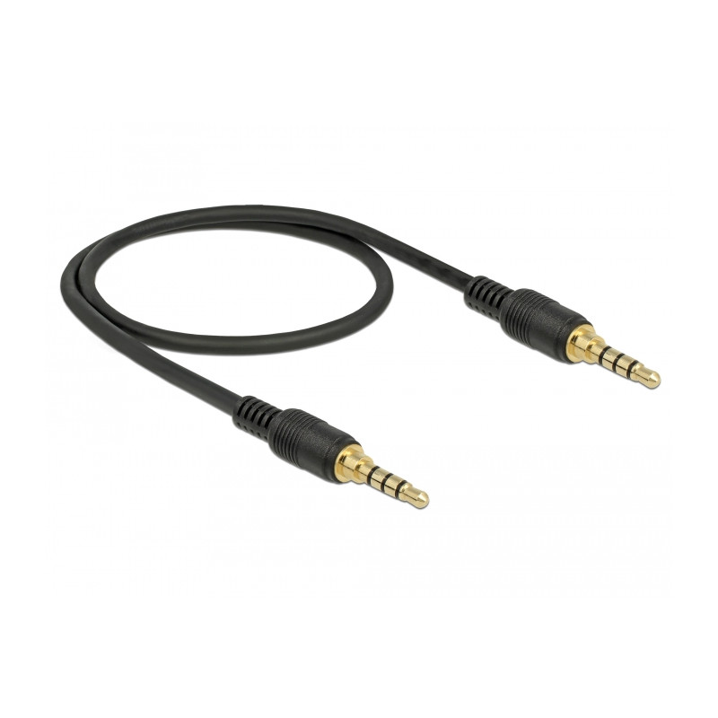 Delock Klinkenkabel 3,5 mm 4 Pin Stecker zu Stecker 0,5 m schwarz