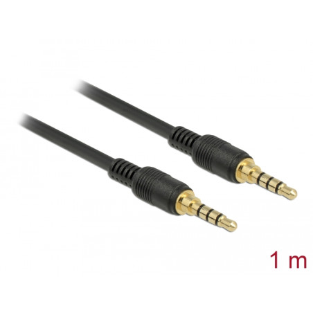 Delock Klinkenkabel 3,5 mm 4 Pin Stecker zu Stecker 1 m schwarz