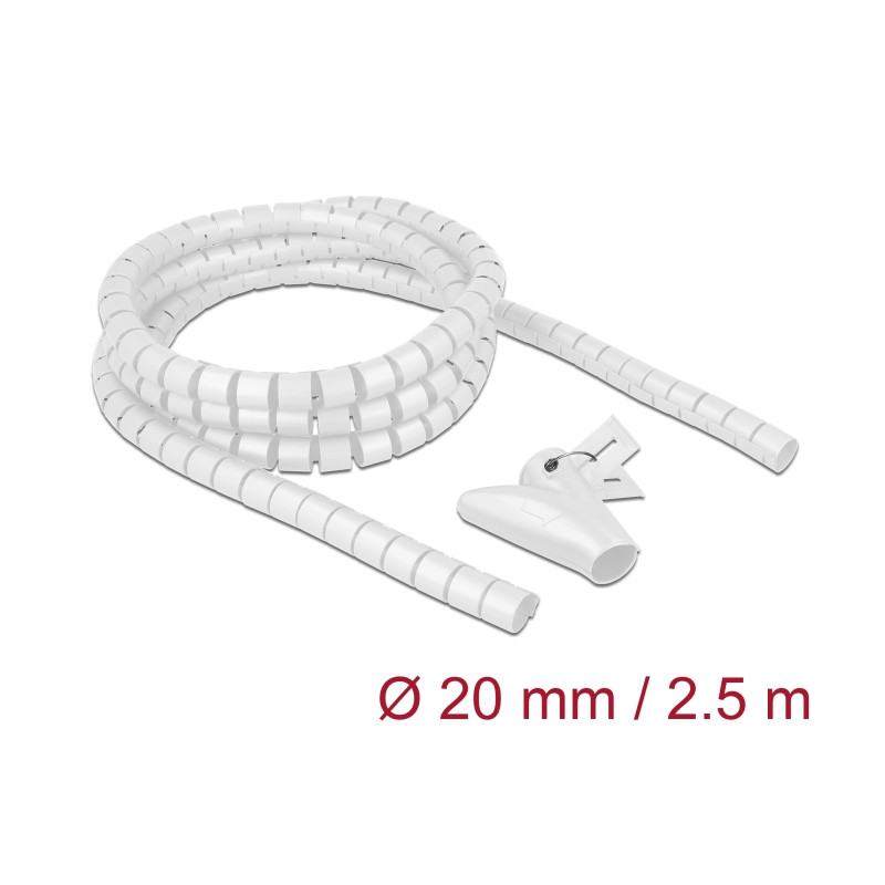 Delock Spiralschlauch mit Einziehwerkzeug 2,5 m x 20 mm weiß