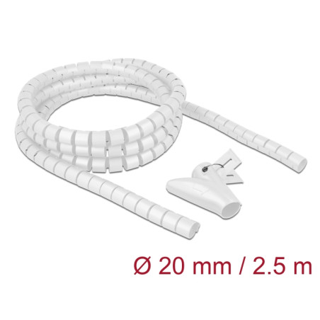 Delock Spiralschlauch mit Einziehwerkzeug 2,5 m x 20 mm weiß