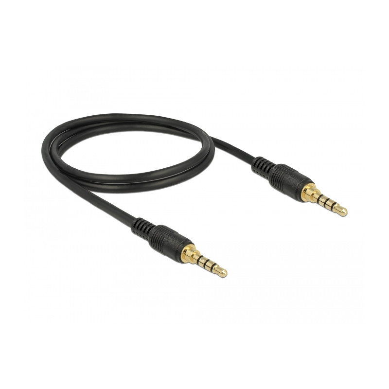 Delock Klinkenkabel 3,5 mm 4 Pin Stecker zu Stecker 1 m schwarz