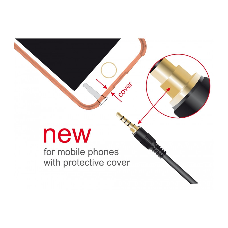 Delock Klinkenkabel 3,5 mm 4 Pin Stecker zu Stecker 2 m schwarz