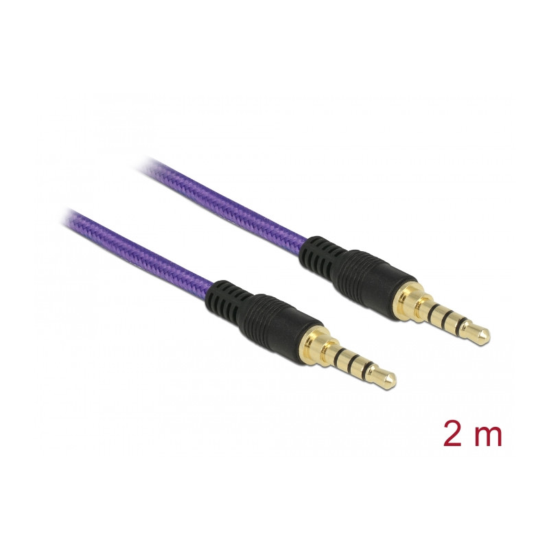 Delock Klinkenkabel 3,5 mm 4 Pin Stecker zu Stecker 2 m violett
