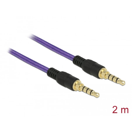 Delock Klinkenkabel 3,5 mm 4 Pin Stecker zu Stecker 2 m violett