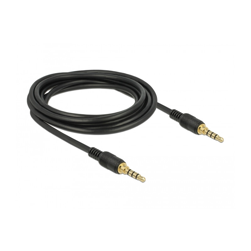 Delock Klinkenkabel 3,5 mm 4 Pin Stecker zu Stecker 3 m schwarz