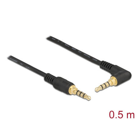 Delock Klinkenkabel 3,5 mm 4 Pin Stecker - Stecker gewinkelt 0,5 m schwarz