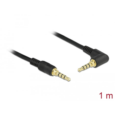 Delock Klinkenkabel 3,5 mm 4 Pin Stecker - Stecker gewinkelt 1 m schwarz