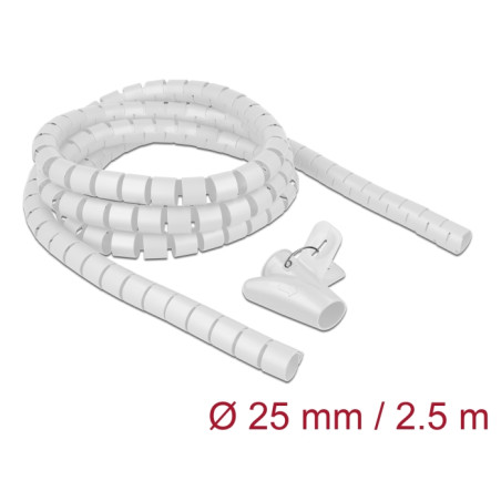 Delock Spiralschlauch mit Einziehwerkzeug 2,5 m x 25 mm weiß