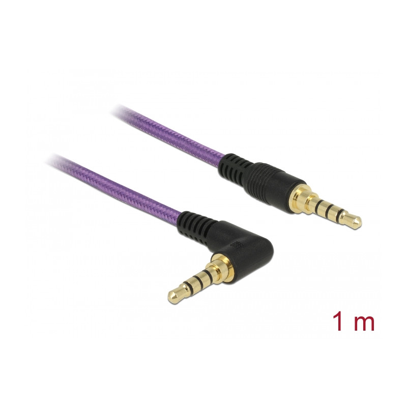 Delock Klinkenkabel 3,5 mm 4 Pin Stecker - Stecker gewinkelt 1 m violett