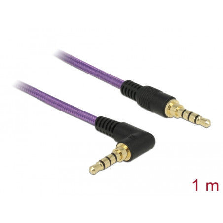 Delock Klinkenkabel 3,5 mm 4 Pin Stecker - Stecker gewinkelt 1 m violett