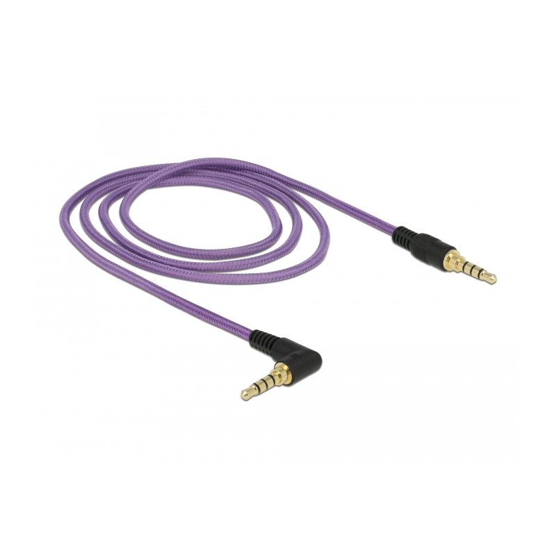 Delock Klinkenkabel 3,5 mm 4 Pin Stecker - Stecker gewinkelt 1 m violett