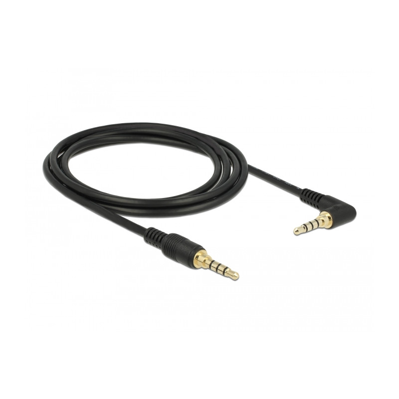 Delock Klinkenkabel 3,5 mm 4 Pin Stecker - Stecker gewinkelt 2 m schwarz