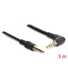 Delock Klinkenkabel 3,5 mm 4 Pin Stecker - Stecker gewinkelt 3 m schwarz