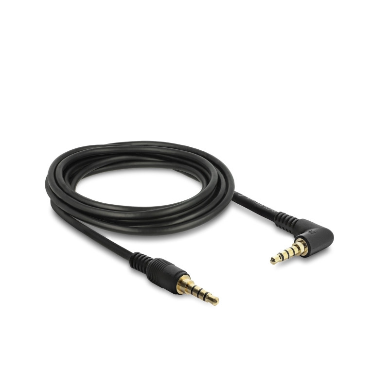 Delock Klinkenkabel 3,5 mm 4 Pin Stecker - Stecker gewinkelt 3 m schwarz
