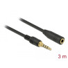Delock Klinkenverlängerungskabel 3,5 mm 4 Pin Stecker zu Buchse 3 m schwarz