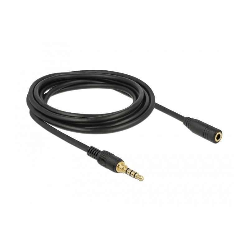 Delock Klinkenverlängerungskabel 3,5 mm 4 Pin Stecker zu Buchse 3 m schwarz