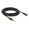 Delock Klinkenverlängerungskabel 3,5 mm 4 Pin Stecker zu Buchse 5 m schwarz